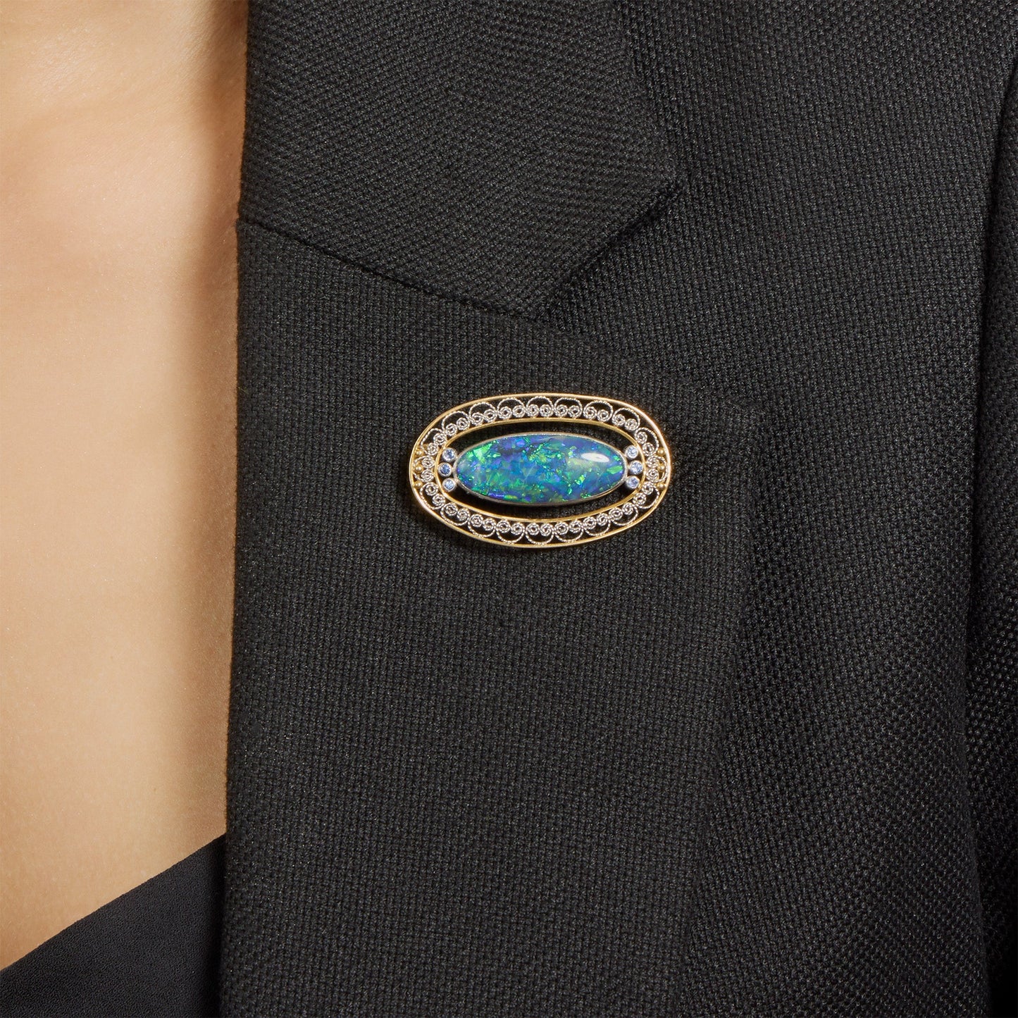 Louis Comfort Tiffany for Tiffany & Co. Black Opal Brooch