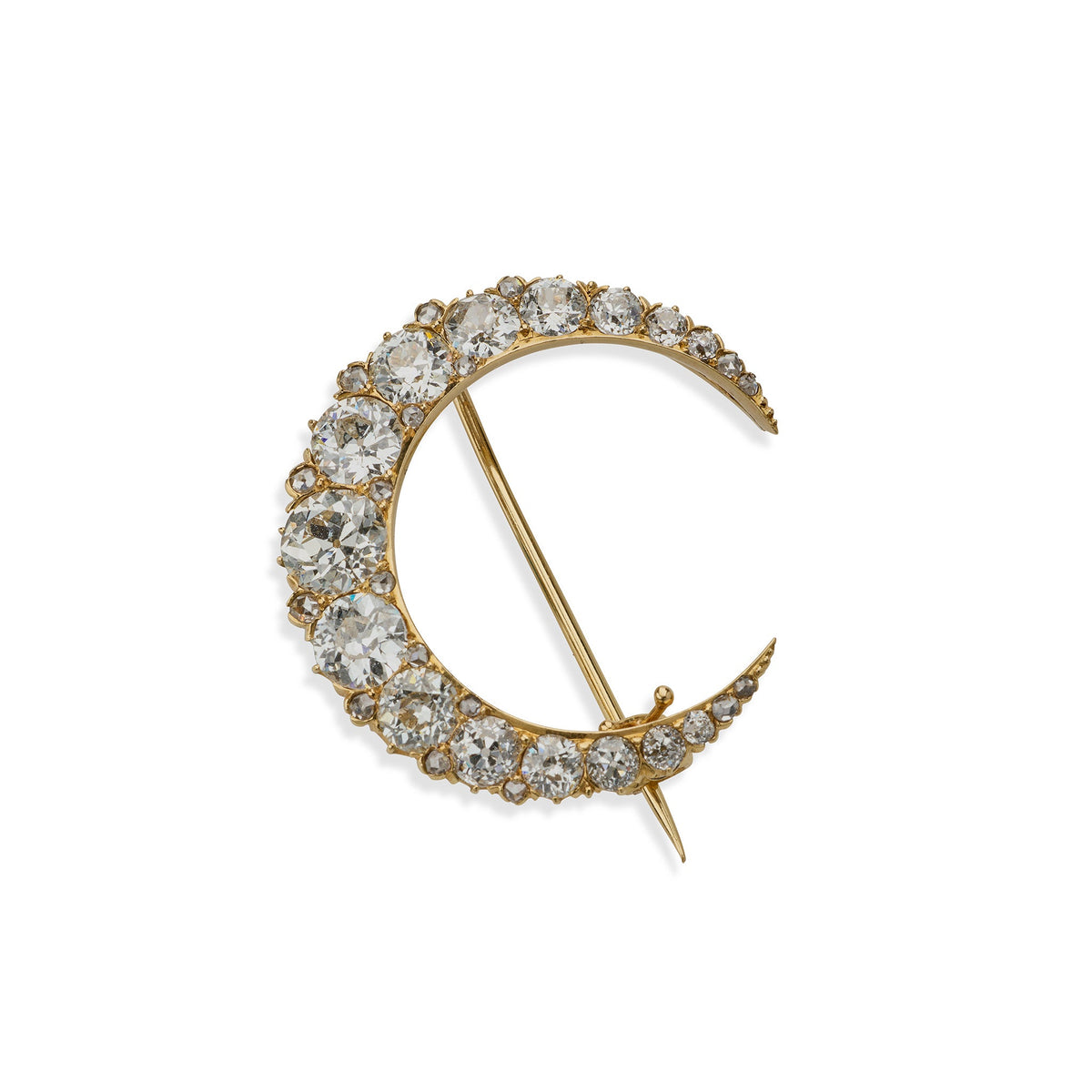 Antique Diamond Crescent Brooch