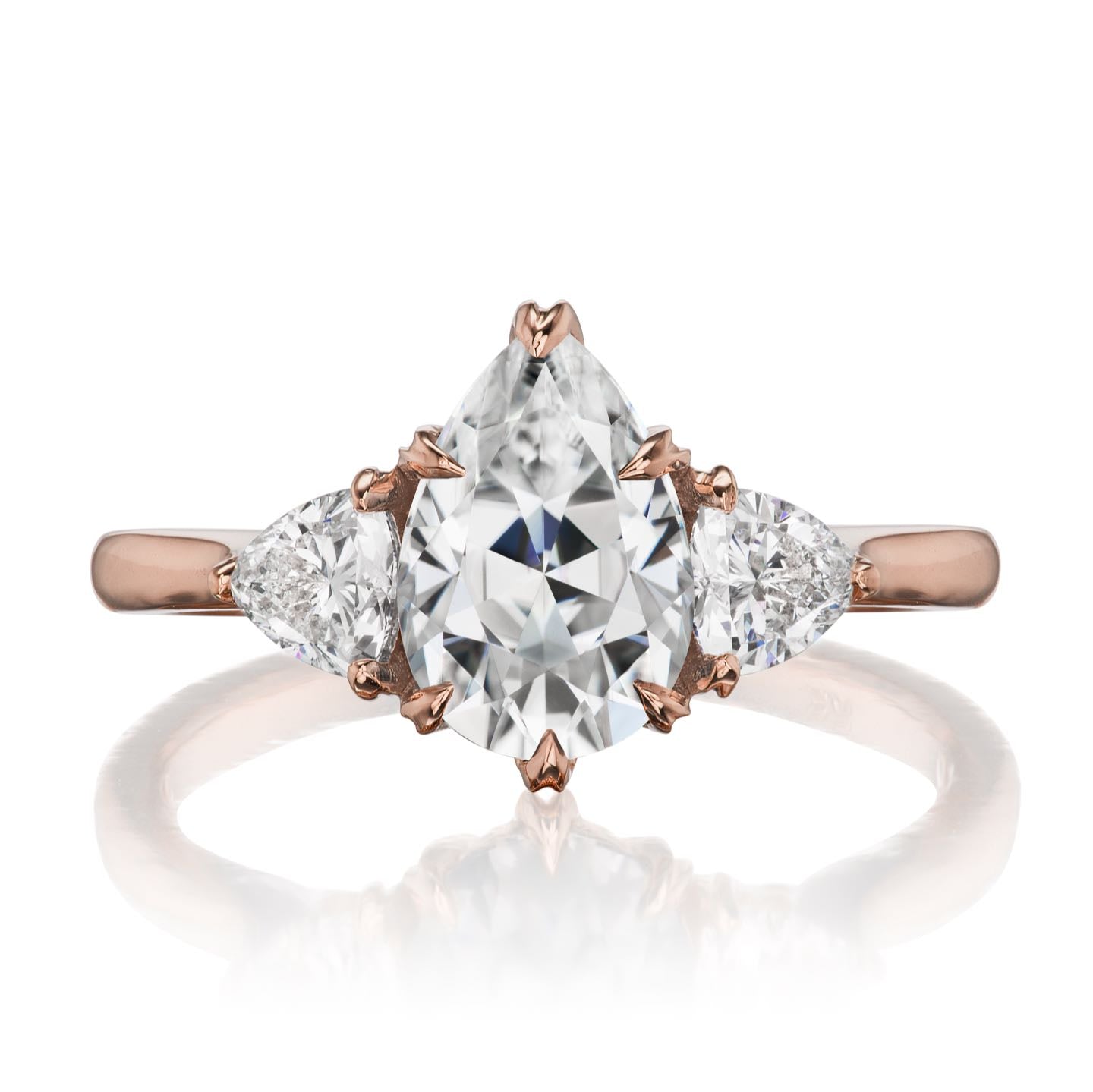 ・BRYNN・Pear Moissanite Center, Trillion Diamonds (1.92ctw)