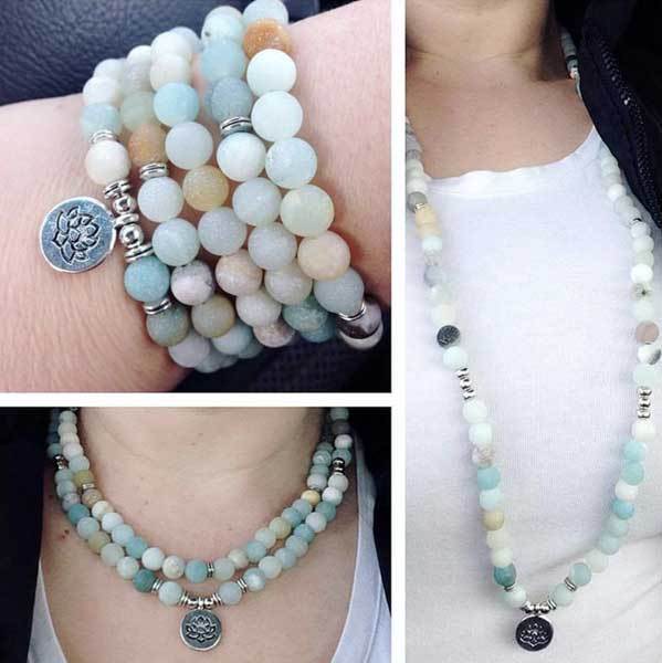 Buddhist Amazonite Mala Bracelet & Necklace