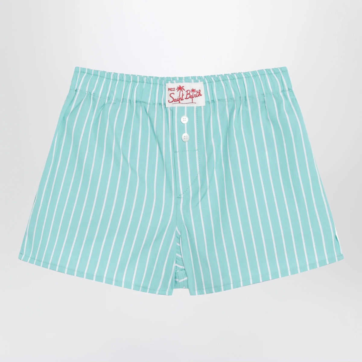 MC2 Saint Barth - Aqua green striped cotton Shorts