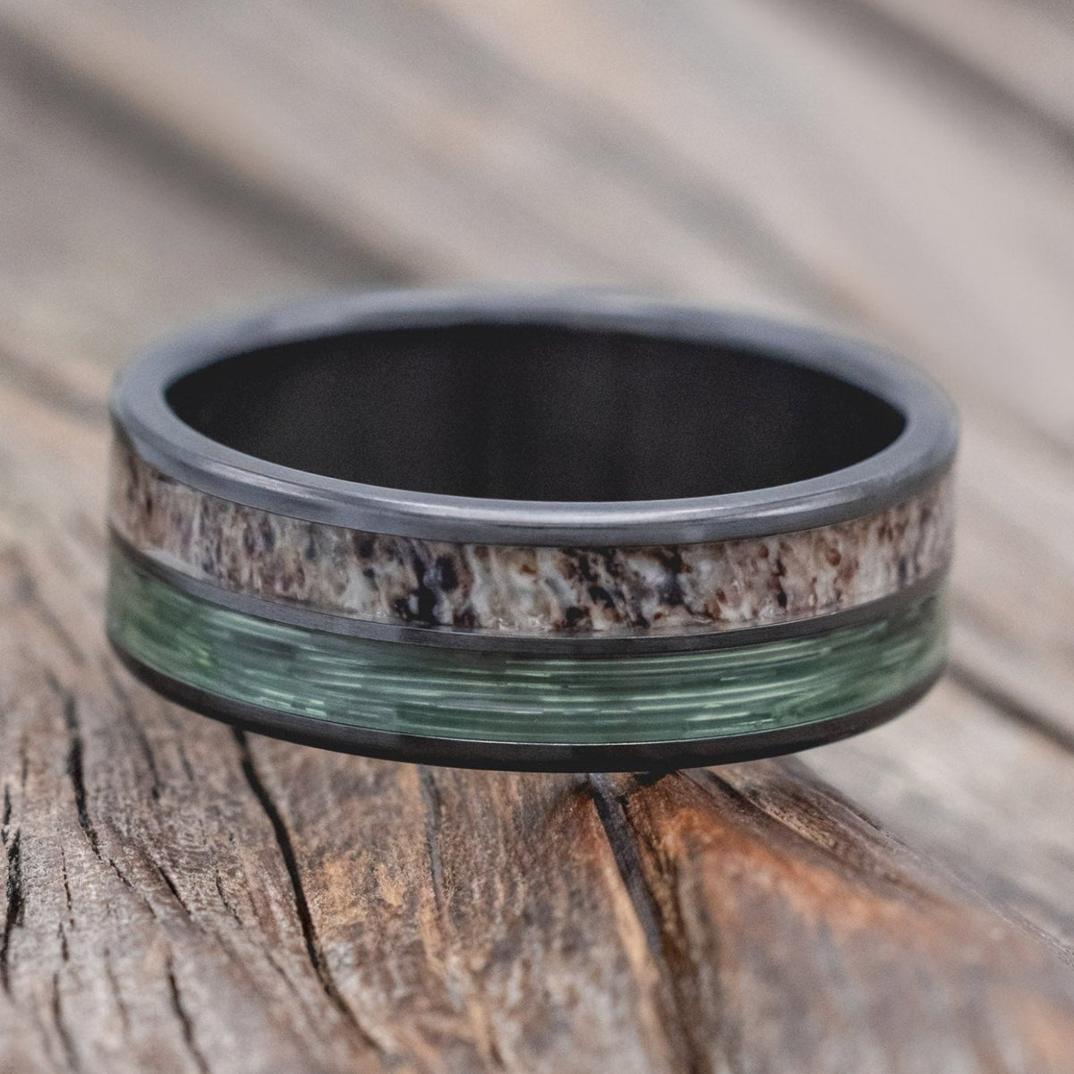 "Dyad" - Antler & Fishing Line Wedding Band