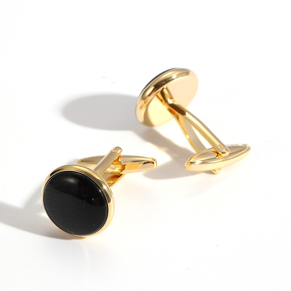 Luxury Men's Cat's Eye Stone Cufflinks - Premium Chatoyant Mineral Cuff Links for Formal Business Dress