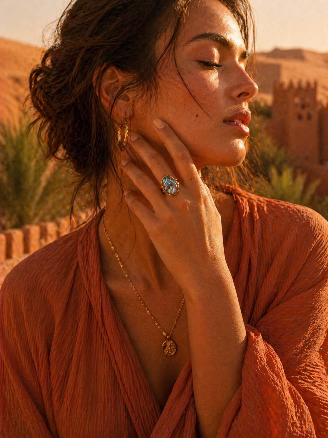 Bague Fidji | Pierre Naturelle Ovale Dorée – Univers Végétal