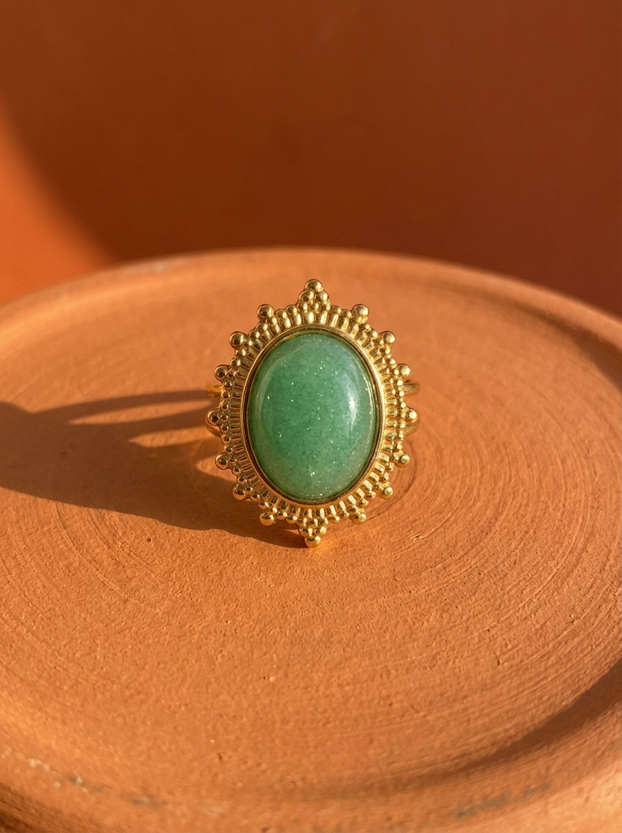 Bague Mon Soleil | Pierre Naturelle Ovale Ajustable – Univers Végétal