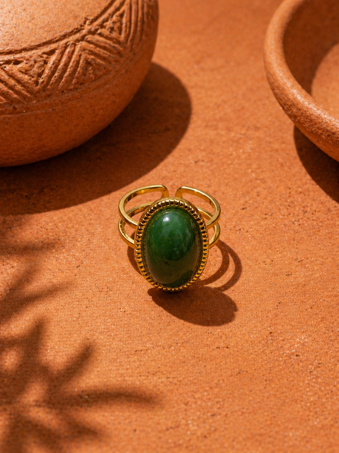 Bague Fidji | Pierre Naturelle Ovale Dorée – Univers Végétal