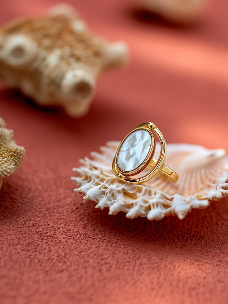 Bague Divina | Nacre Réversible Abalone & Nacre Blanche – Univers Aquatique