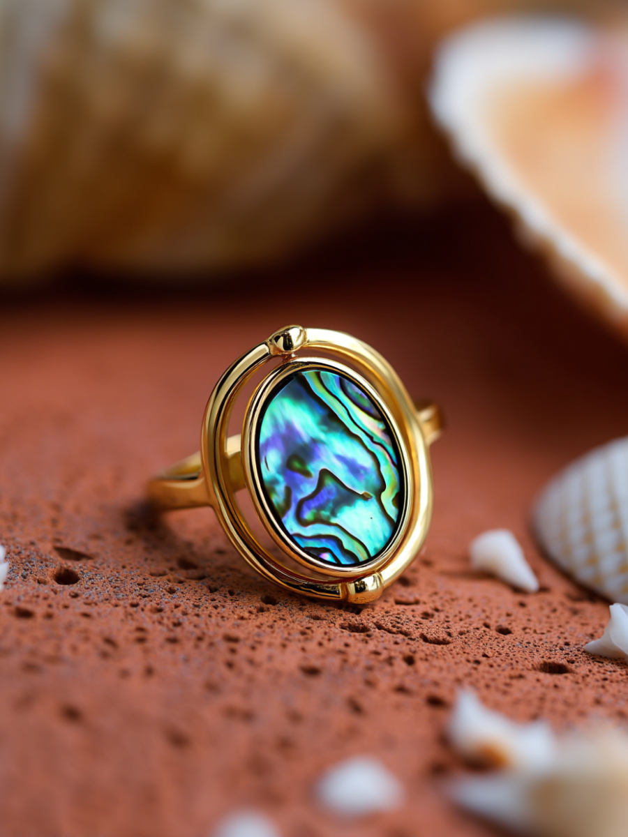 Bague Divina | Nacre Réversible Abalone & Nacre Blanche – Univers Aquatique