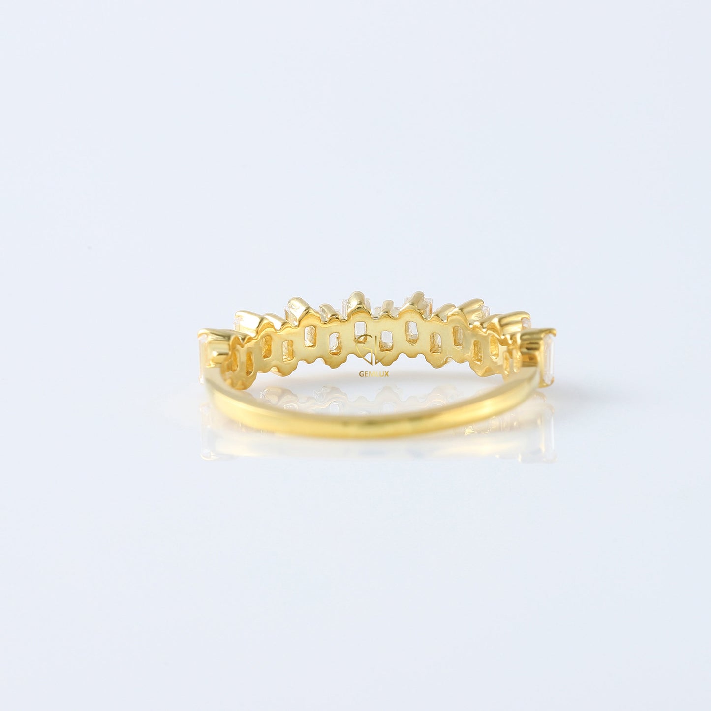 Zig Zag Baguette Cut Lab Grown Half Eternity Wedding Band