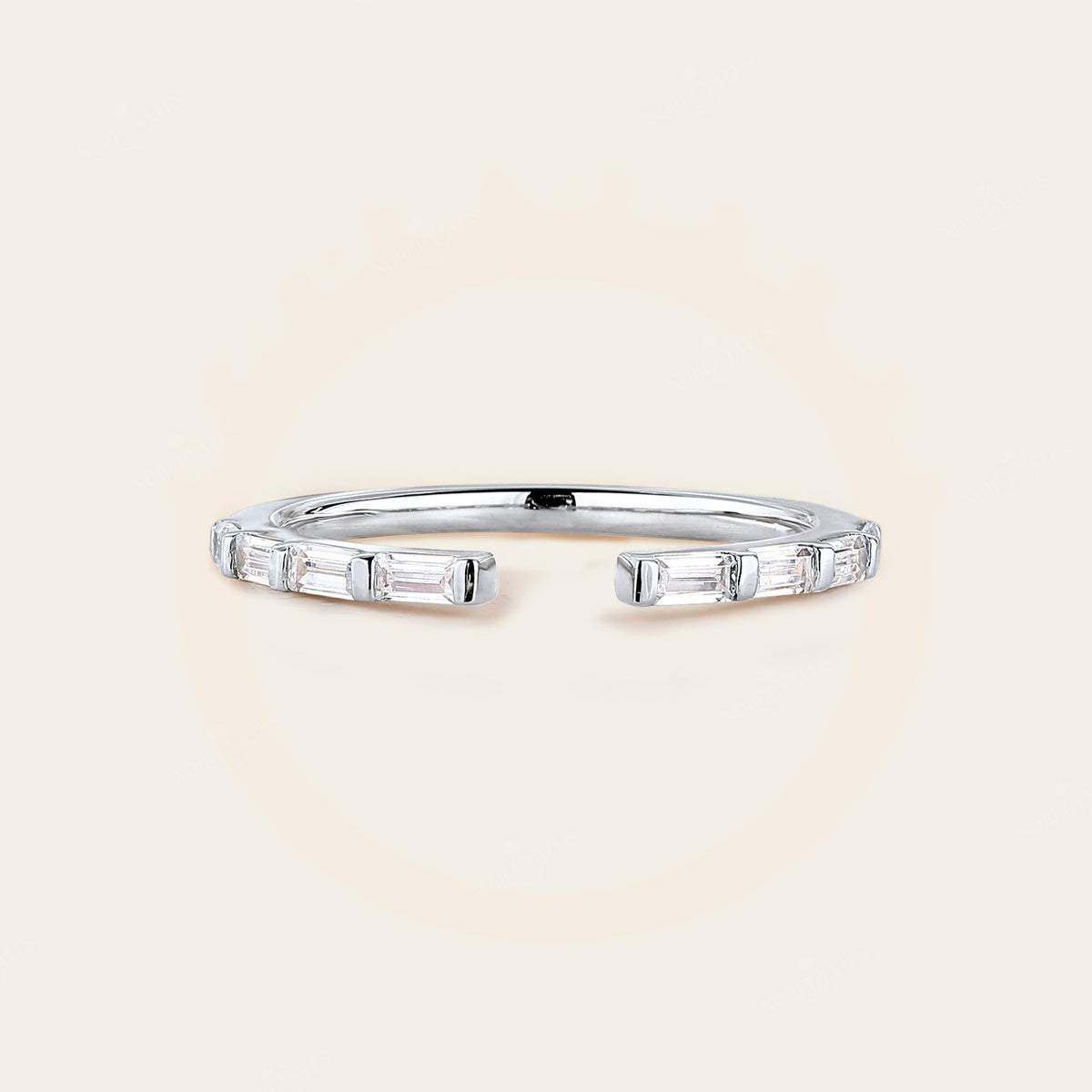 Baguette Lab Diamond Open Wedding Band
