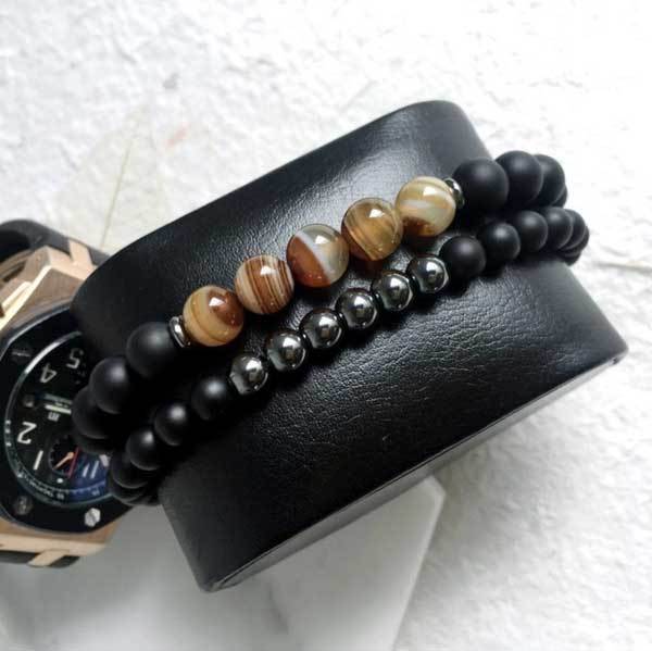Agate Hematite Bracelets  - Balancing & Protection