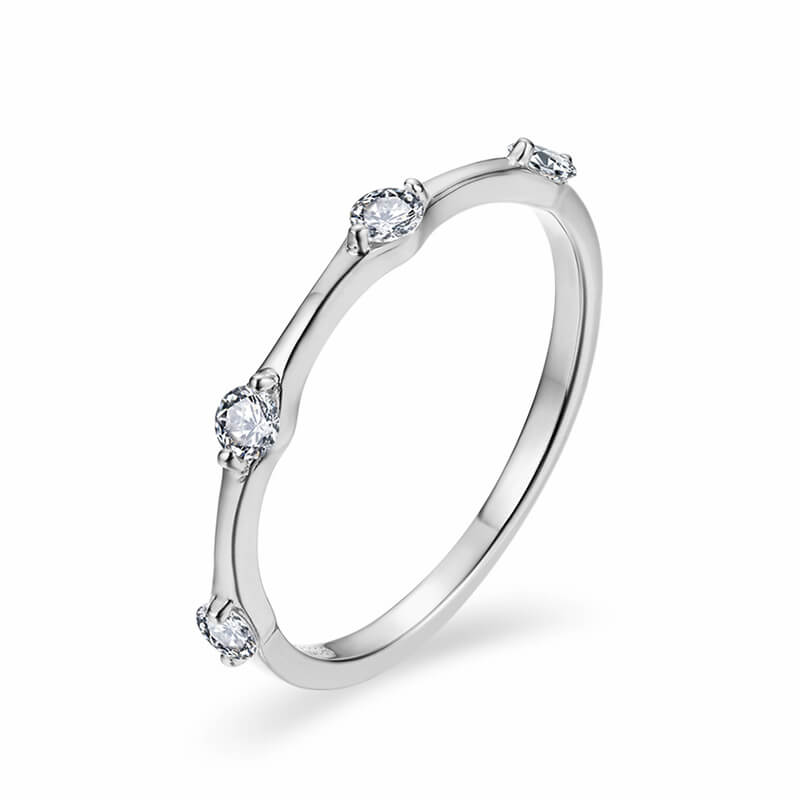 Bamboo Moissanite Evenly Spaced Stackable Wedding Band Ring