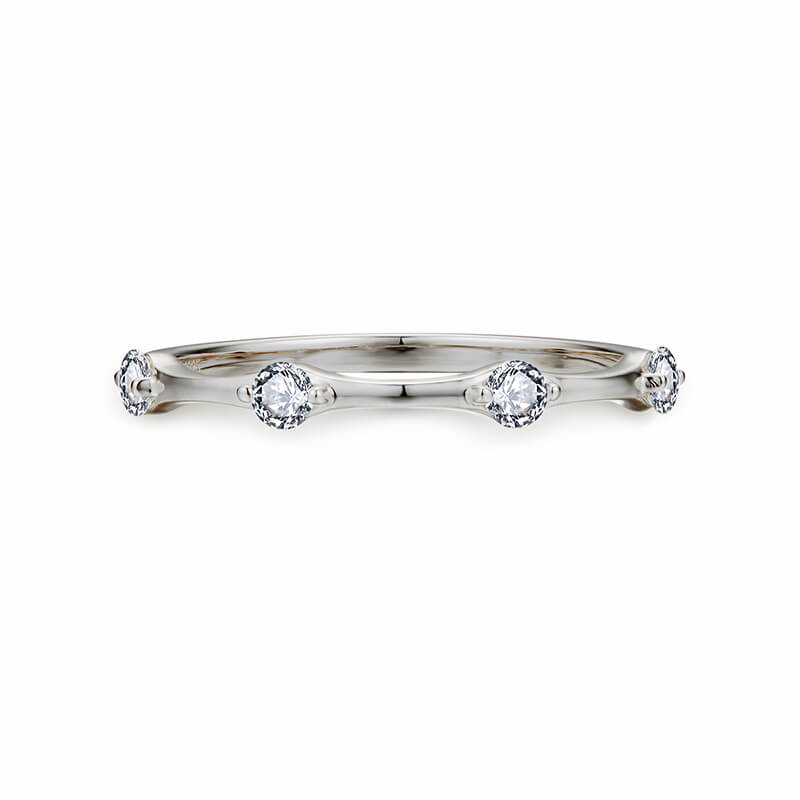 Bamboo Moissanite Evenly Spaced Stackable Wedding Band Ring
