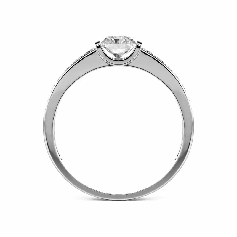 Bar Set Princess Moissanite Pave Engagement Ring