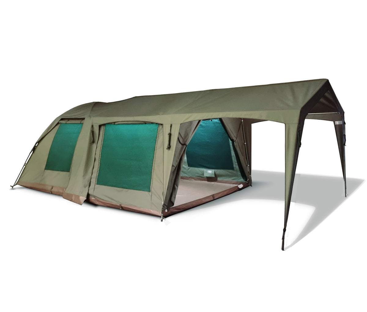 FVELDT Basecamp XT | 5 person tent |  3x3m Bow tent and extension combo | All weather canvas camping tent