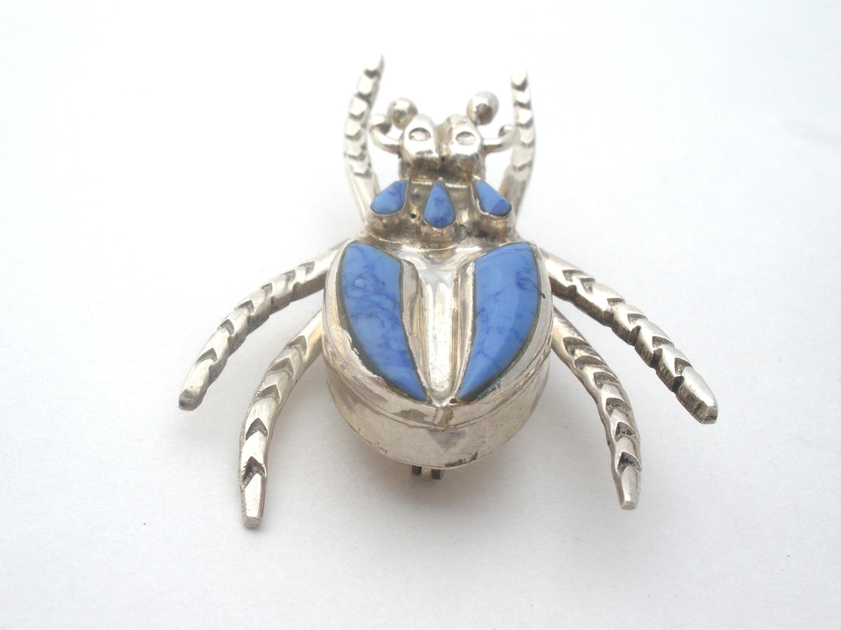 Beatle Bug Brooch Sterling Silver Insect Pin