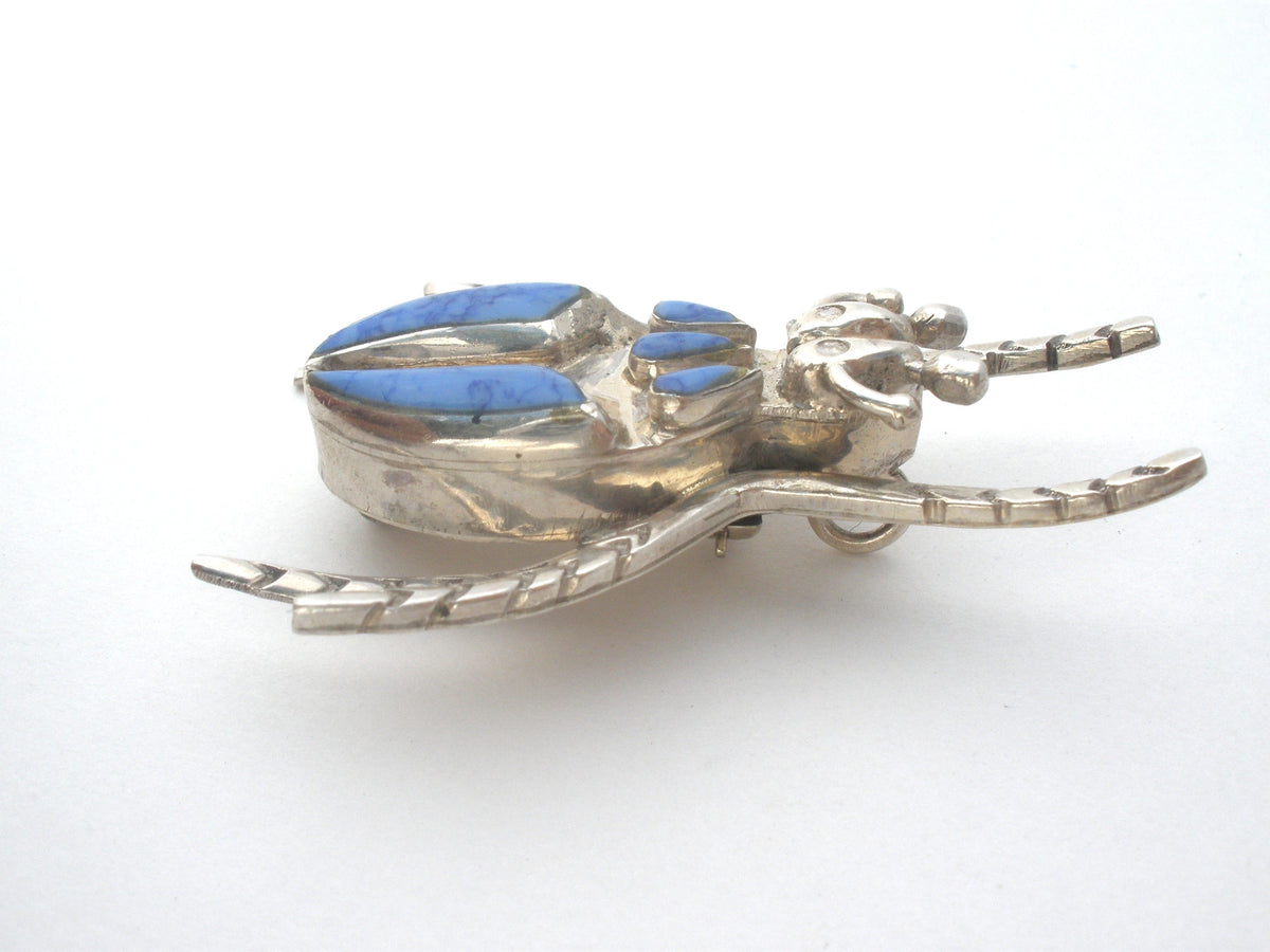 Beatle Bug Brooch Sterling Silver Insect Pin