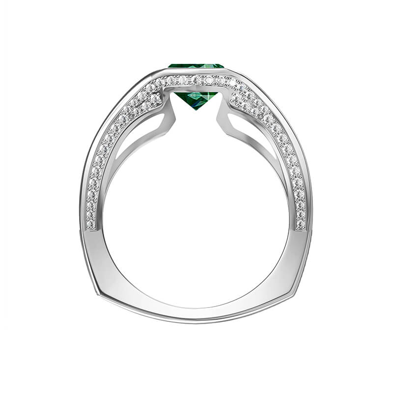 Bezel Colored Moissanite Channel Euro Shank Pave Engagement Ring