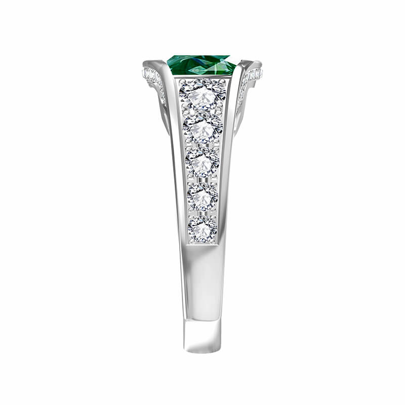 Bezel Colored Moissanite Channel Euro Shank Pave Engagement Ring