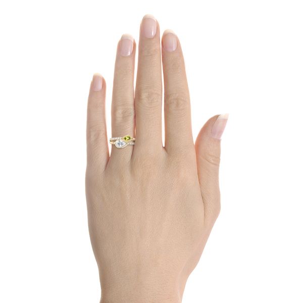 Bezel Double Pear Moissanite Split Shank Pave Engagement Ring