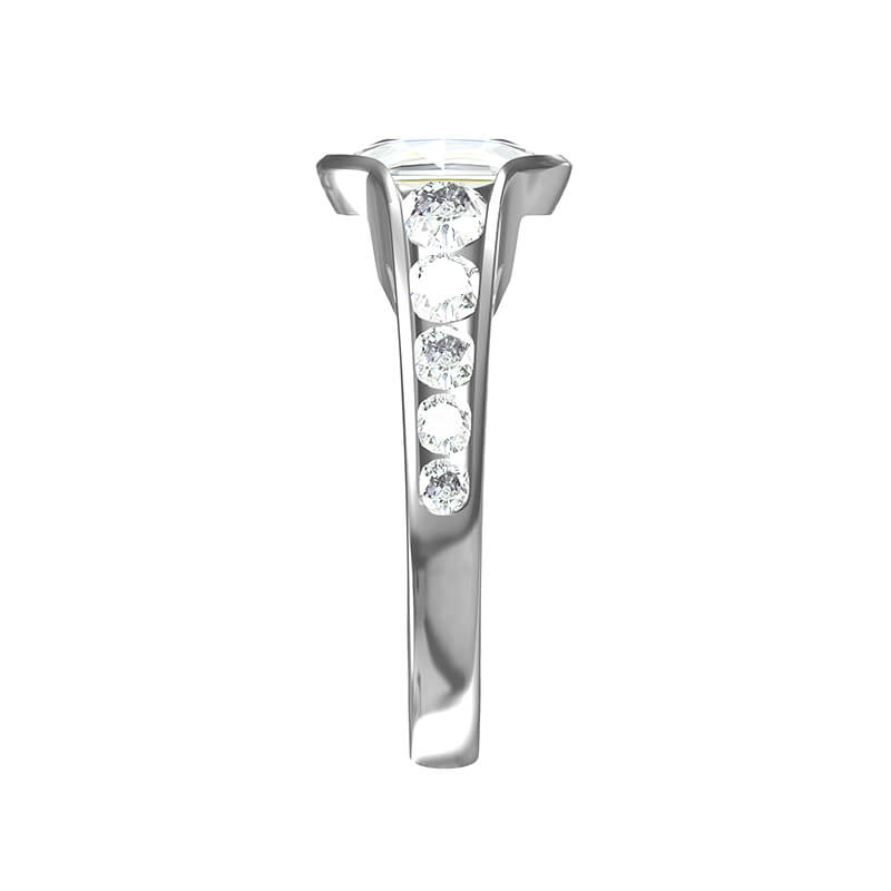 Bezel Oval Moissanite Channel Set Shank Engagement Ring