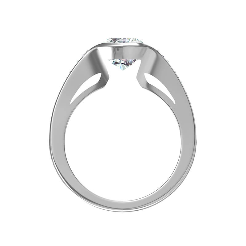 Bezel Oval Moissanite Channel Set Shank Engagement Ring