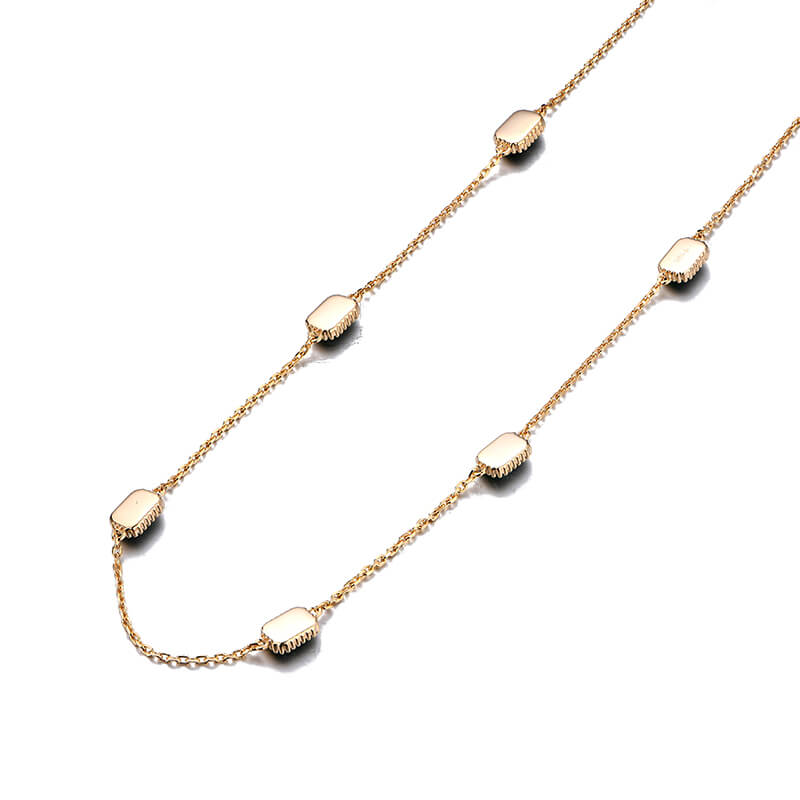 Bezel Set Emerald Evenly Spaced Necklace In Sterling Silver