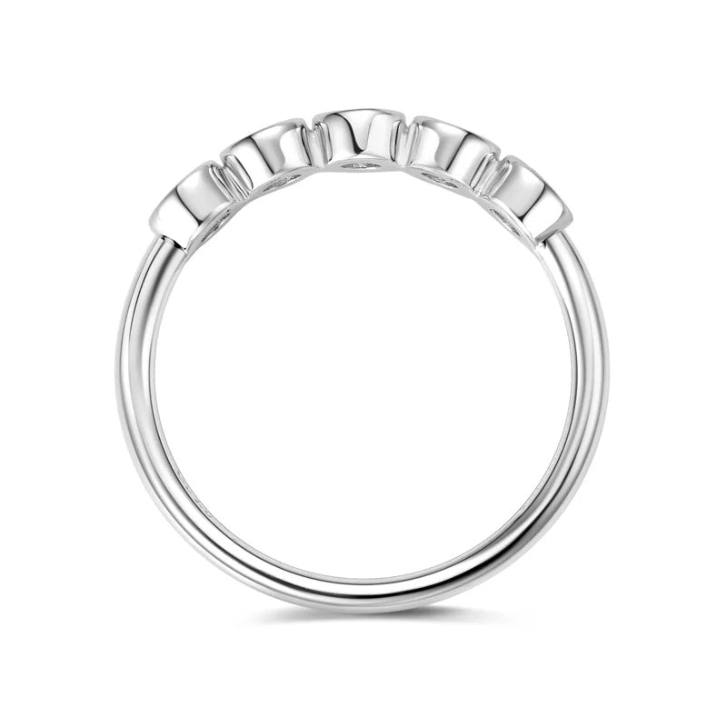 Bezel Set Five Stones Moissanite Half Eternity Wedding Band Ring