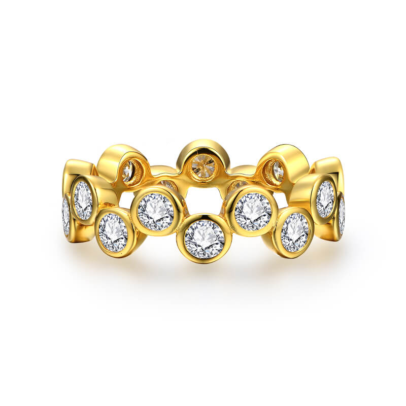 Bezel Set Moissanite Zig-Zag Eternity Wedding Band Ring