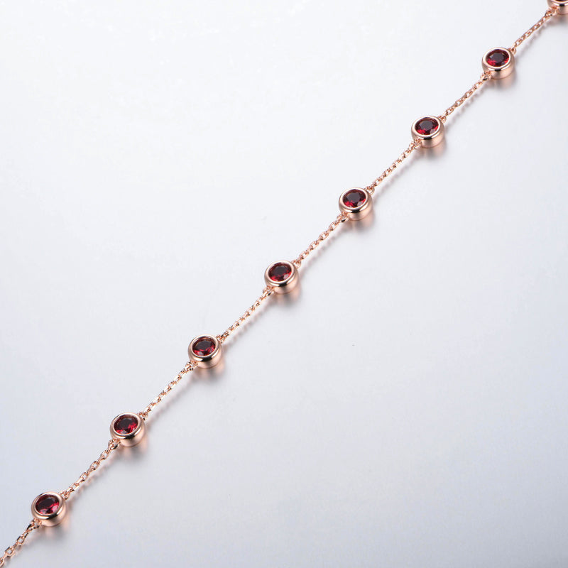 Bezel Set Round Gemstones Evenly Spaced Bracelet In Sterling Silver