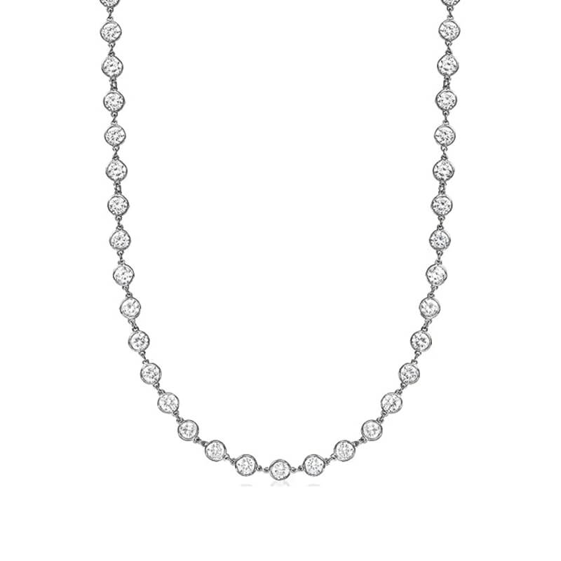 Bezel Tennis Round Moissanite Necklace In Sterling Silver