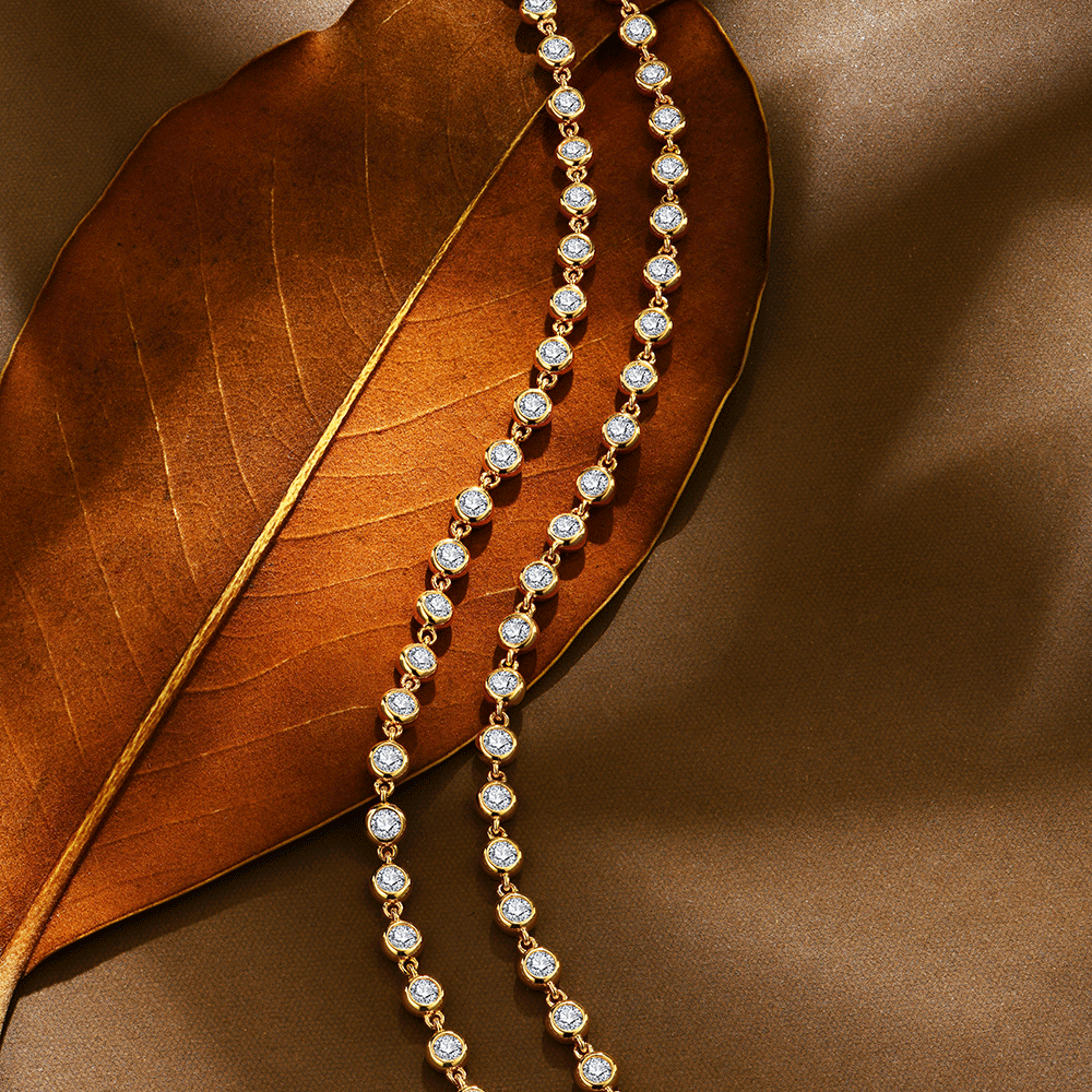 Bezel Tennis Round Moissanite Necklace In Sterling Silver