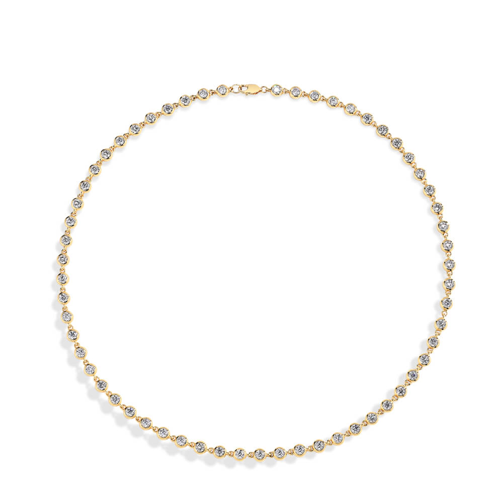 Bezel Tennis Round Moissanite Necklace In Sterling Silver