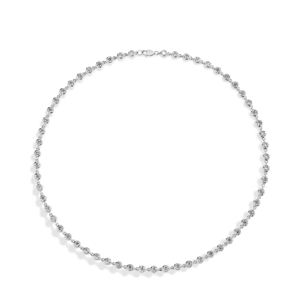 Bezel Tennis Round Moissanite Necklace In Sterling Silver
