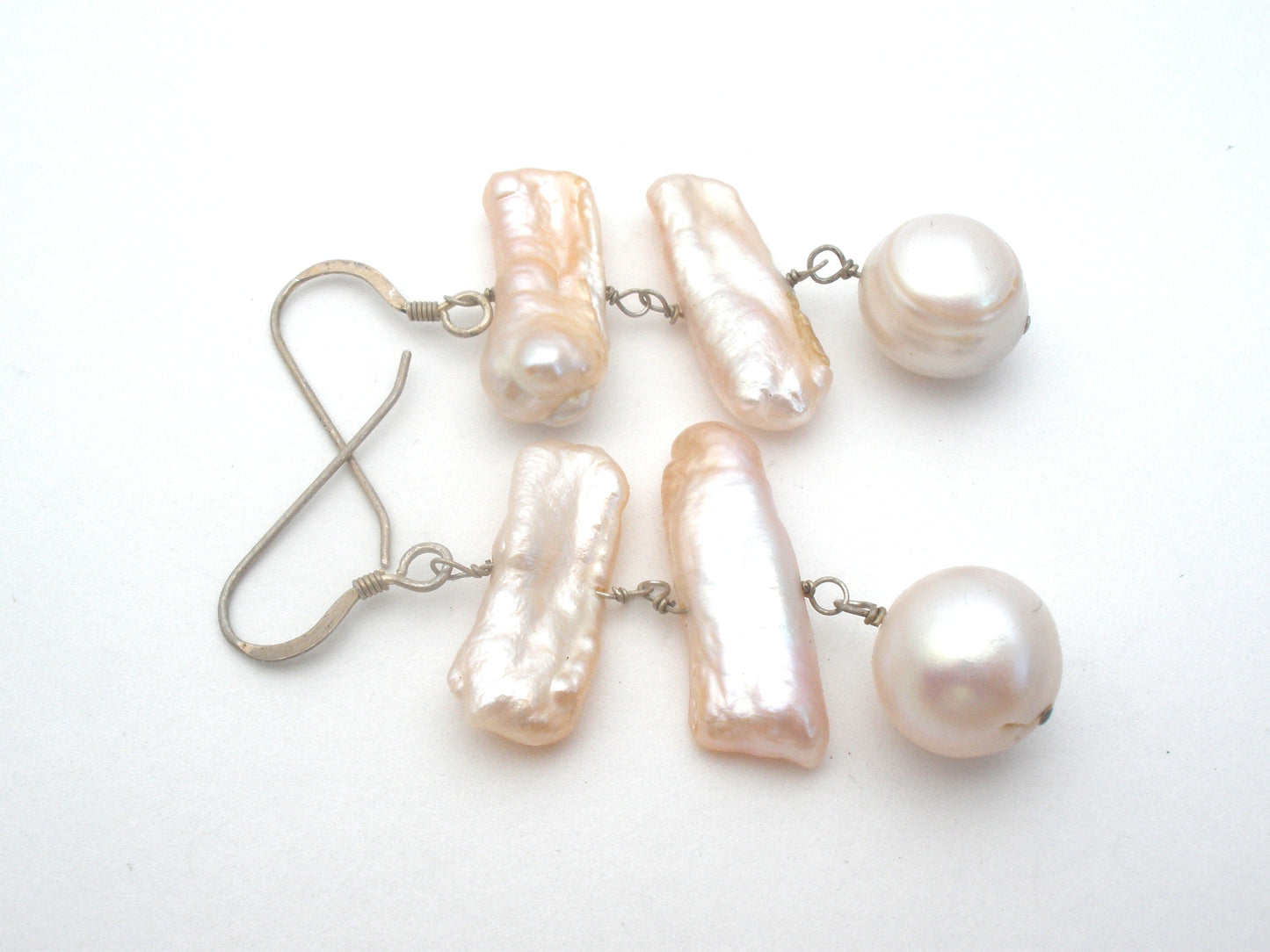 Biwa Dangle Pearl Earrings Sterling Silver