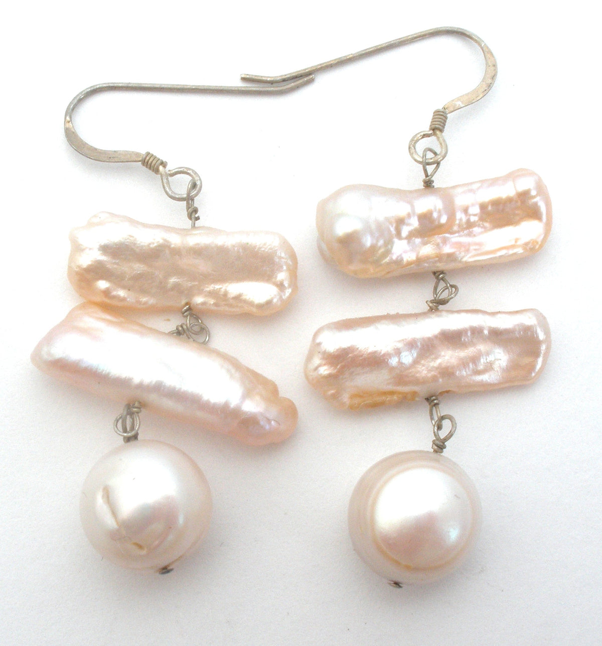 Biwa Dangle Pearl Earrings Sterling Silver