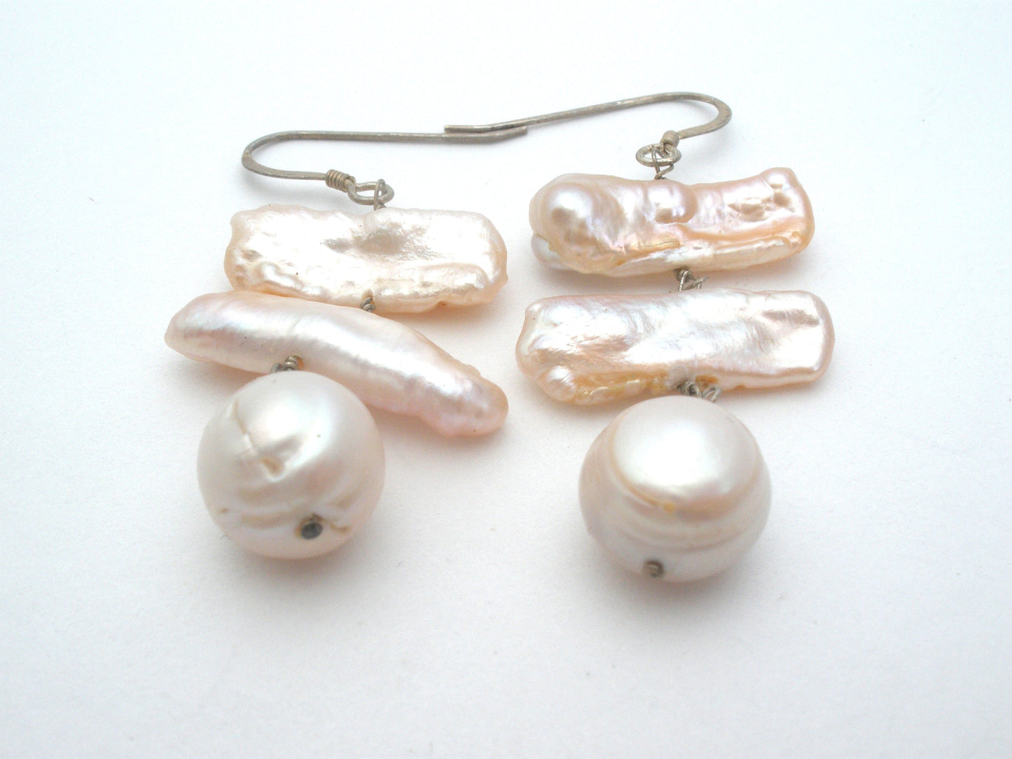 Biwa Dangle Pearl Earrings Sterling Silver