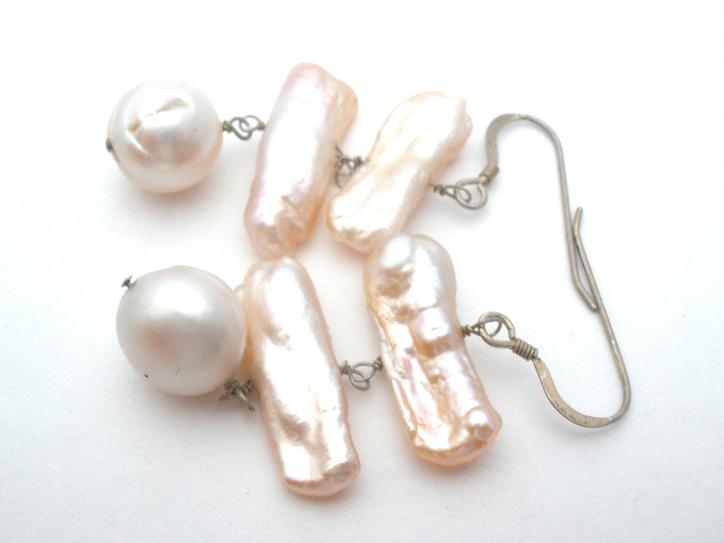 Biwa Dangle Pearl Earrings Sterling Silver