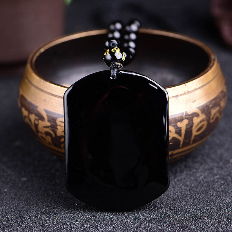Black Obsidian Wolf Pendant Necklace