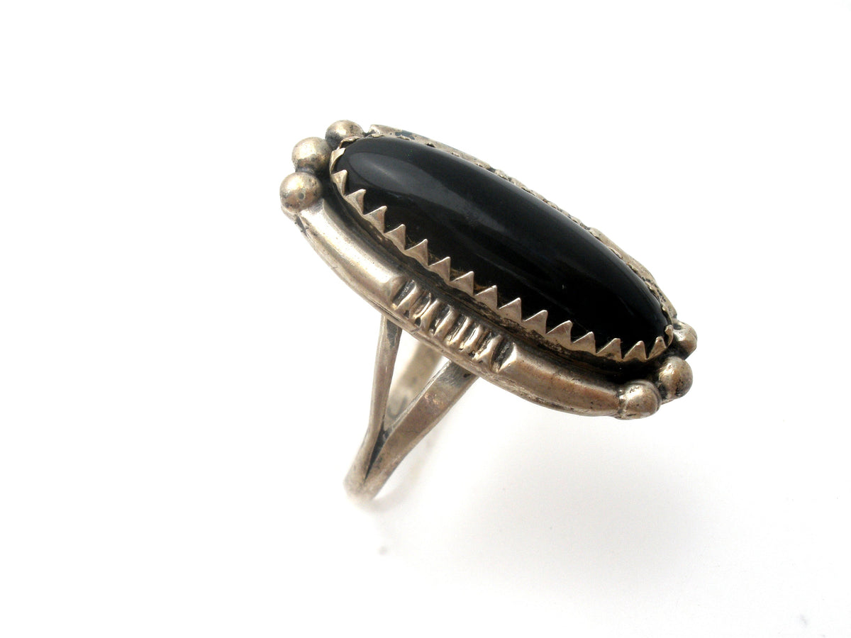 Black Onyx Ring Sterling Silver Jean Dixon Size 8.25