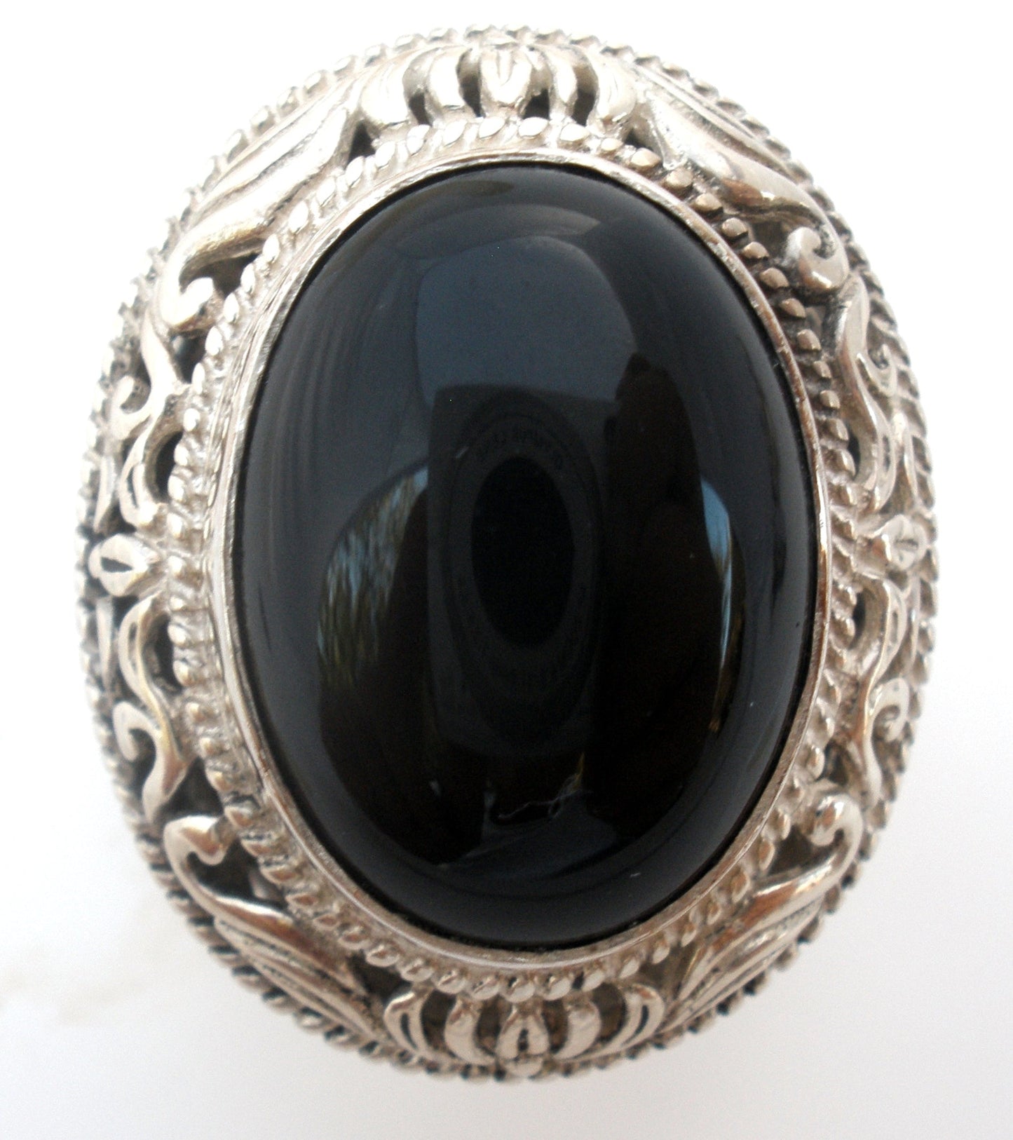 Black Onyx Ring Sterling Silver Size 10