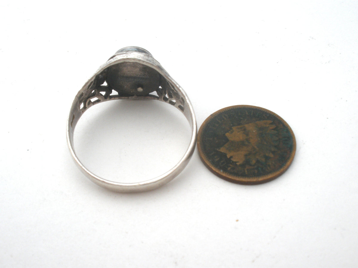 Black Onyx Sterling Silver Ring Size 13
