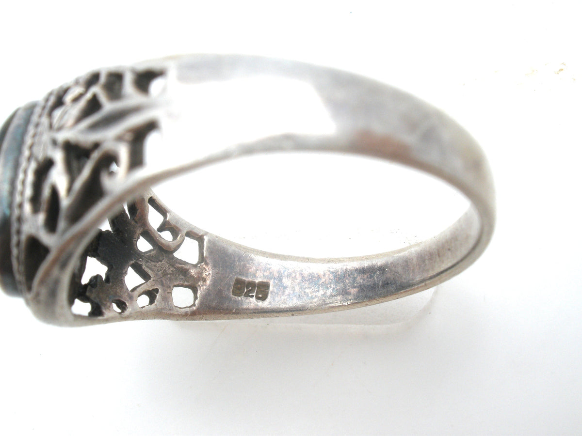 Black Onyx Sterling Silver Ring Size 13