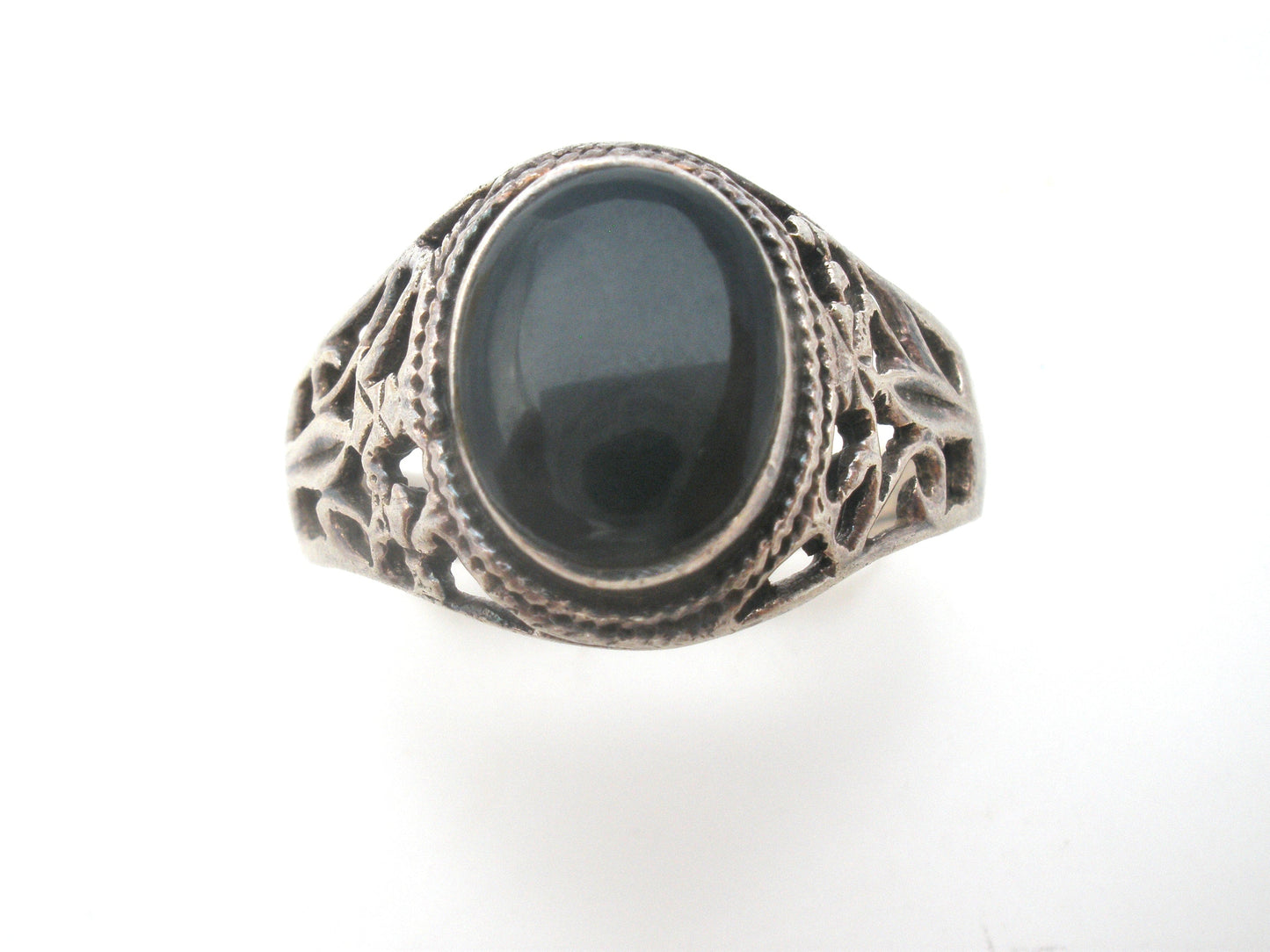Black Onyx Sterling Silver Ring Size 13