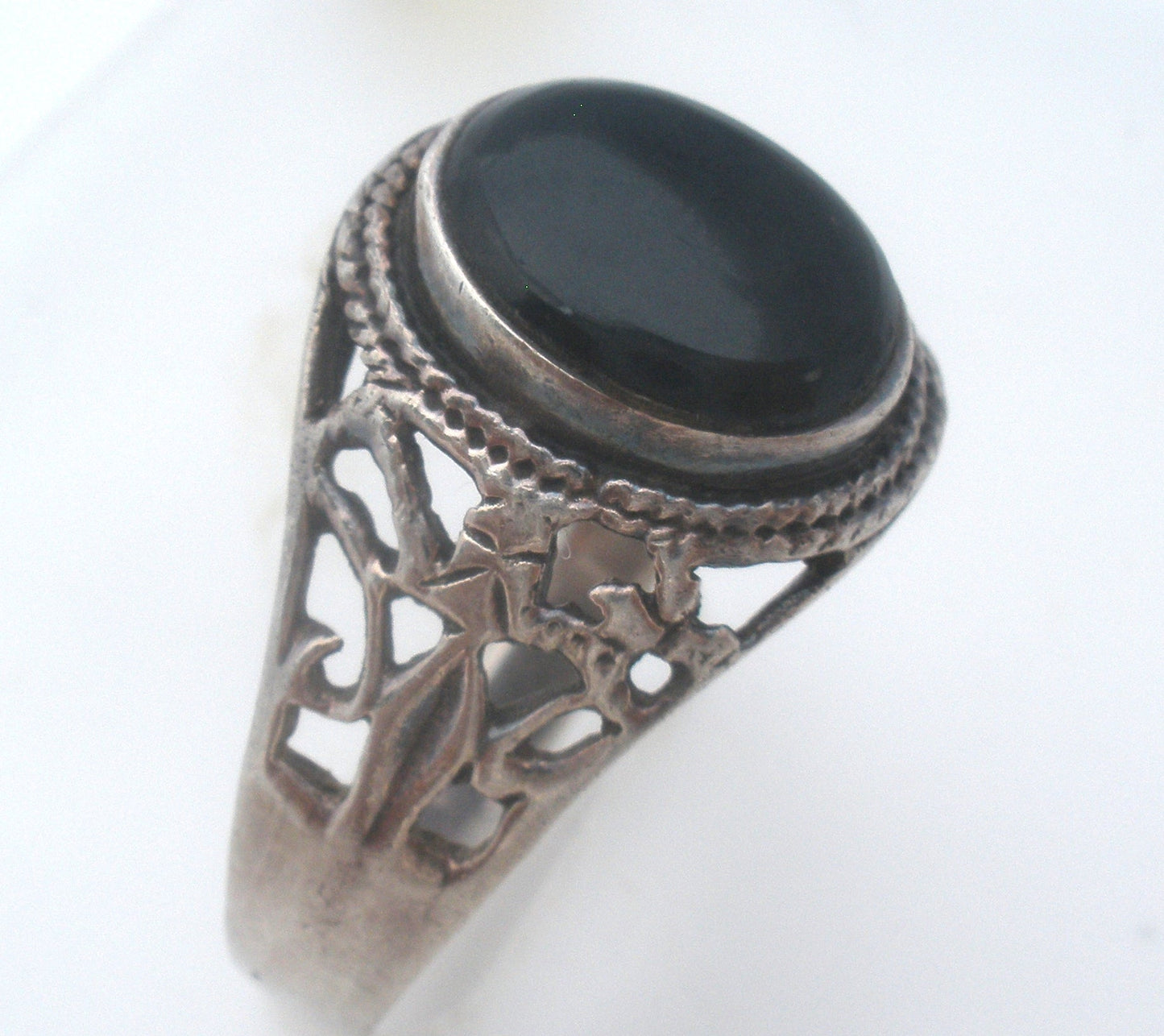 Black Onyx Sterling Silver Ring Size 13
