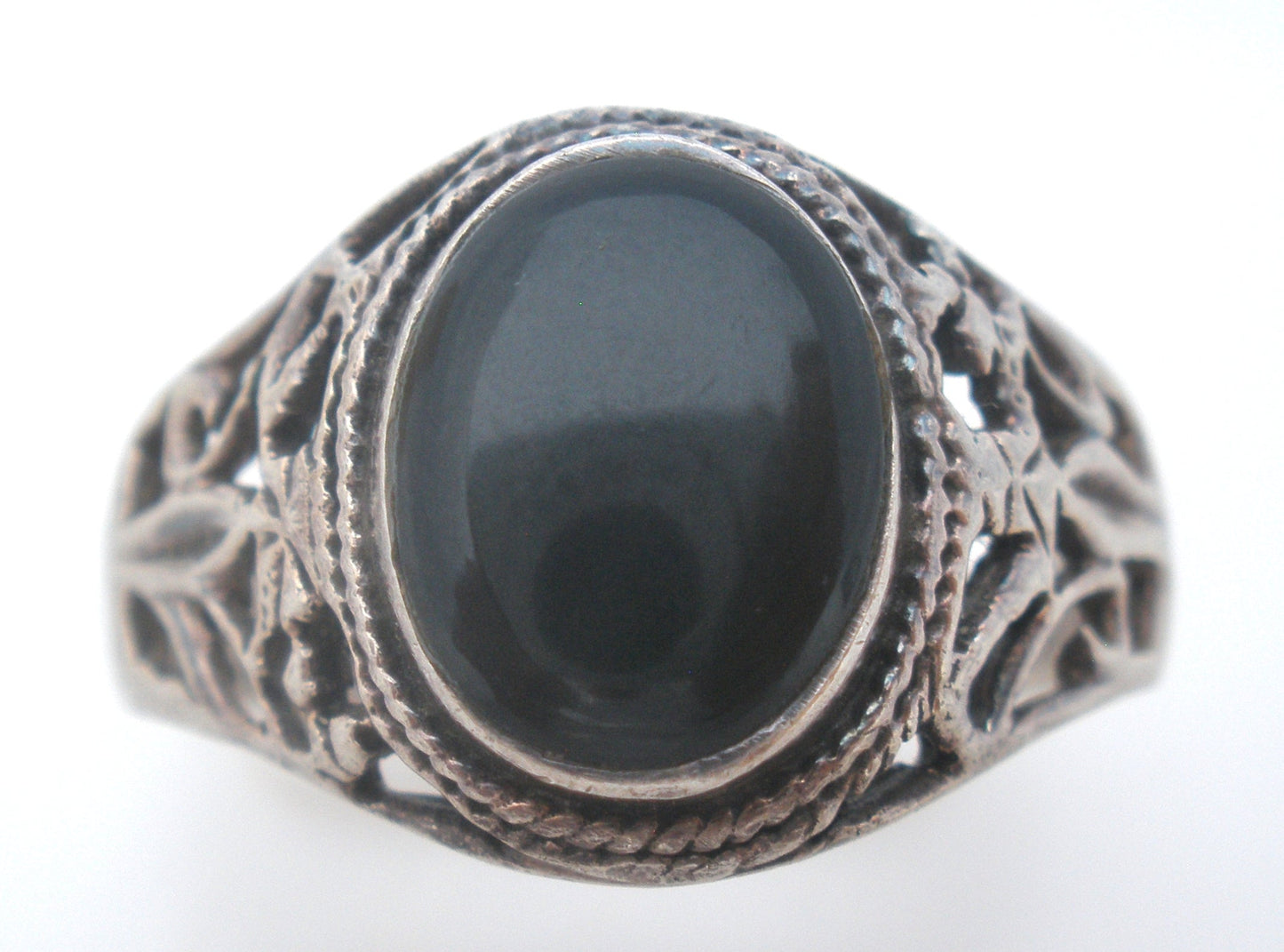 Black Onyx Sterling Silver Ring Size 13
