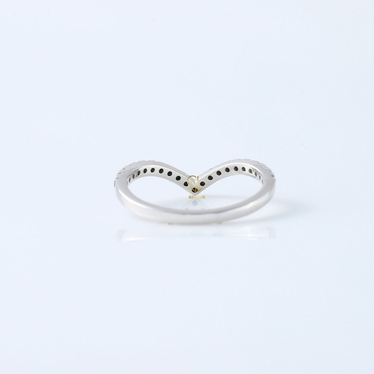 Black Round Cut Lab Grown Diamond Chevron Band