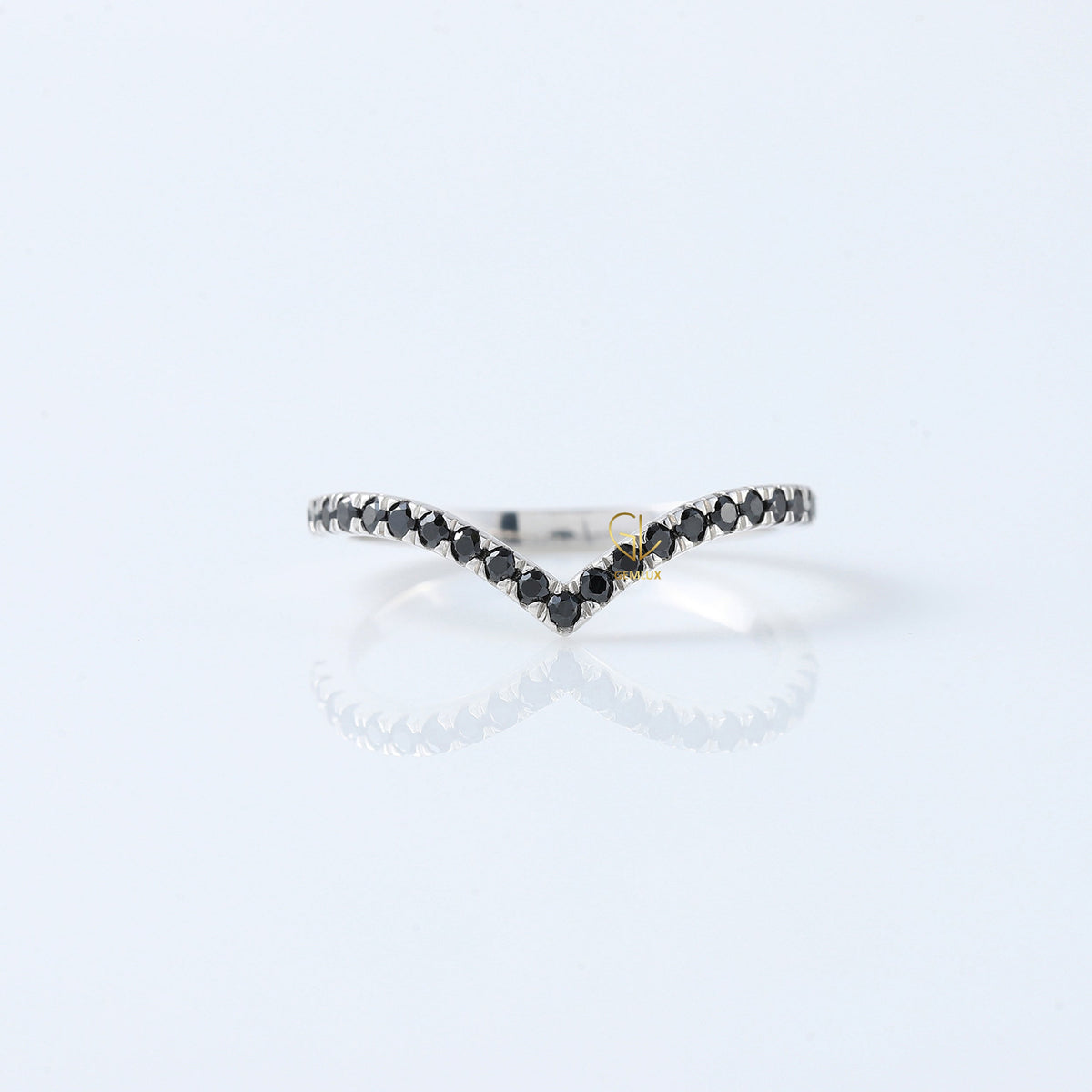 Black Round Cut Moissanite Diamond Curved Wedding Band