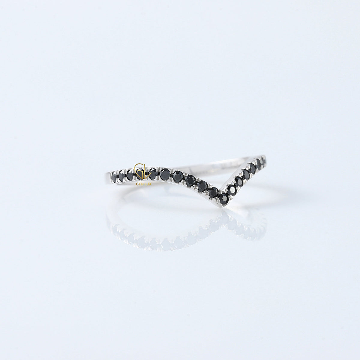Black Round Cut Moissanite Diamond Curved Wedding Band