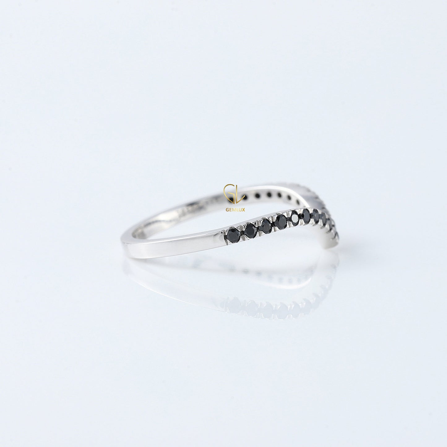 Black Round Cut Moissanite Diamond Curved Wedding Band